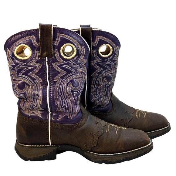 Durango Lady Rebel Twilight 'N Lace Womens Western Boots Size 10M Purple & Brown - Picture 2 of 7